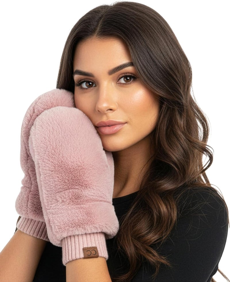 Funky Junque Faux Fur Flip Mittens Womens Warm Convertible Fingerless Gloves - Image 1